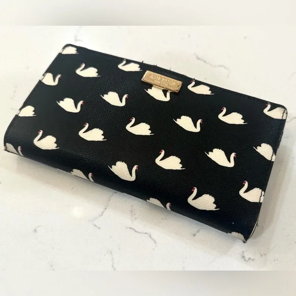 Kate Spade Black Wallet with Swan Design - Picture 2 of 9